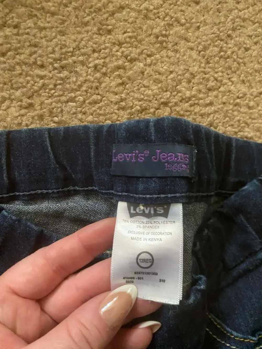 Levi's Jeans Legging Size 12REG Dark Blue Denim Pull On Skinny. Youth 12.
